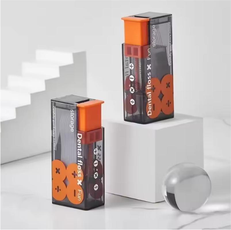 Portable dental floss automatic pop-up storage, capable of carrying disposable dental floss sticks, containing 10 dental floss