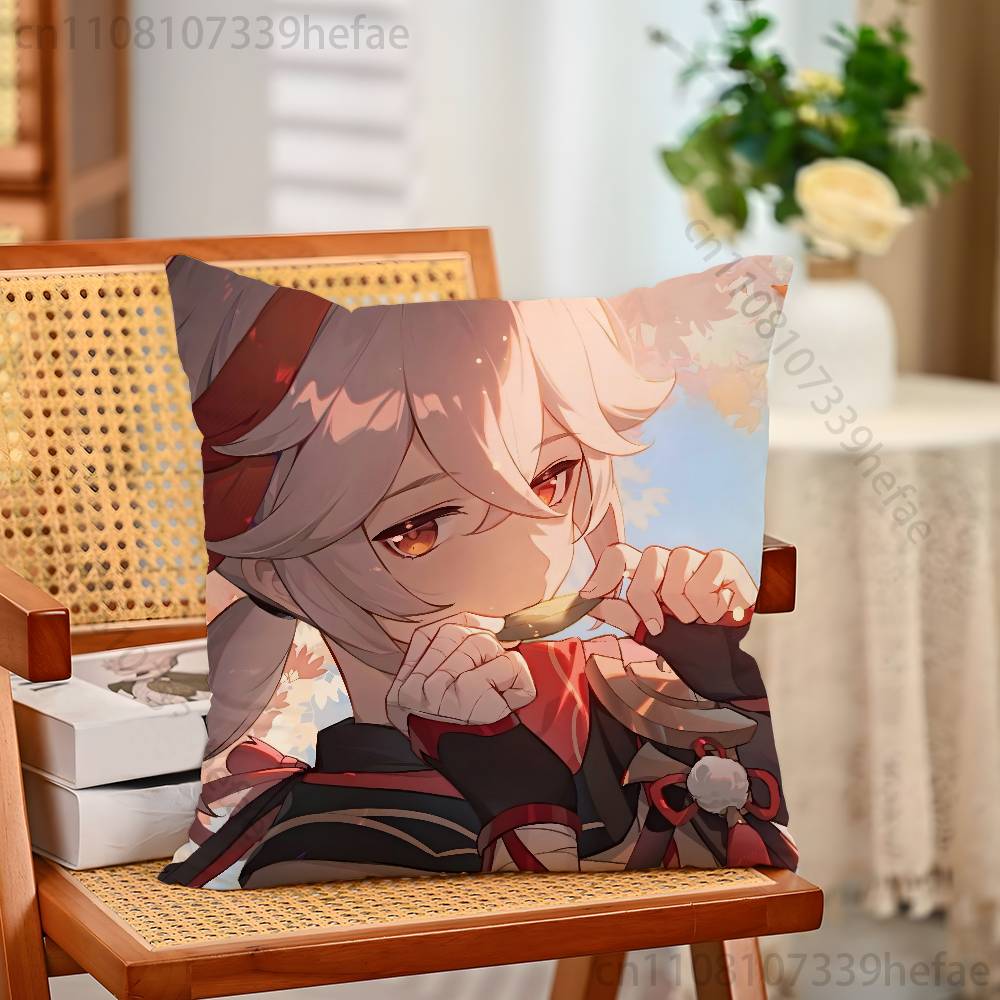 Kazuha Genshin Impact Print Polyester Pillow Case for Valentine Gift Home Sofa Cushion Cover Decoration Custom