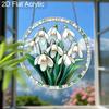 Acrylic Snowdrop Flowers Suncatcher, Stained Glass Style Window Hanging Ornament for Floral and Nature Lovers