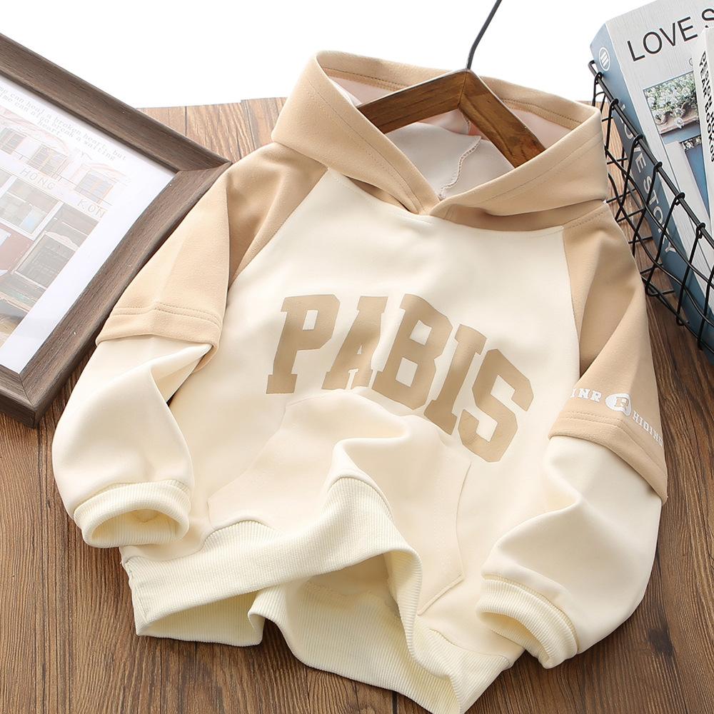 Children's Casual Hoodie Autumn and Winter Boys Sports Long-sleeved Letter Pullover Hoodie
