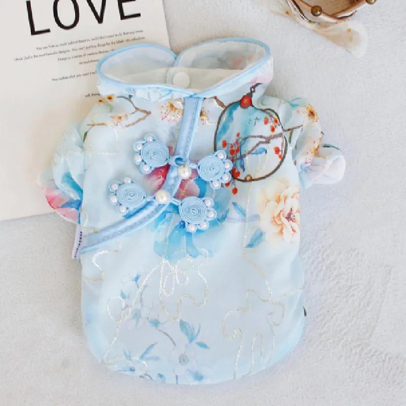 

Chinese Tang Suit Dog Shirt Summer Cat Puppy Small Dog Clothes Yorkie Pomeranian Shih Tzu Maltese Poodle Bichon Clothing Costume XL синий