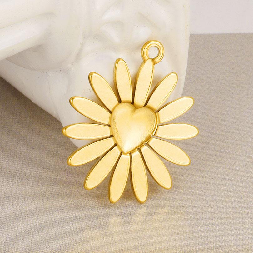 5pcs/Lot Gold Color New Bowknot Sun Heart Stainless Steel Pendants For Jewelry Making Supplies DIY Charms Bulk Earrings Pendant
