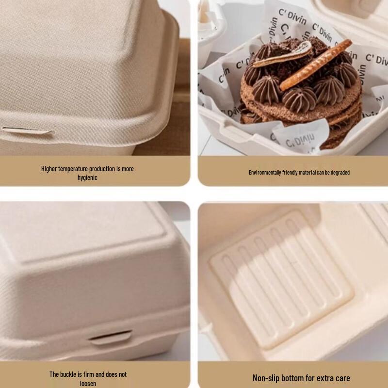 AVADEN Biodegradable Dessert Takeaway Boxes with Lids (50-Pack)