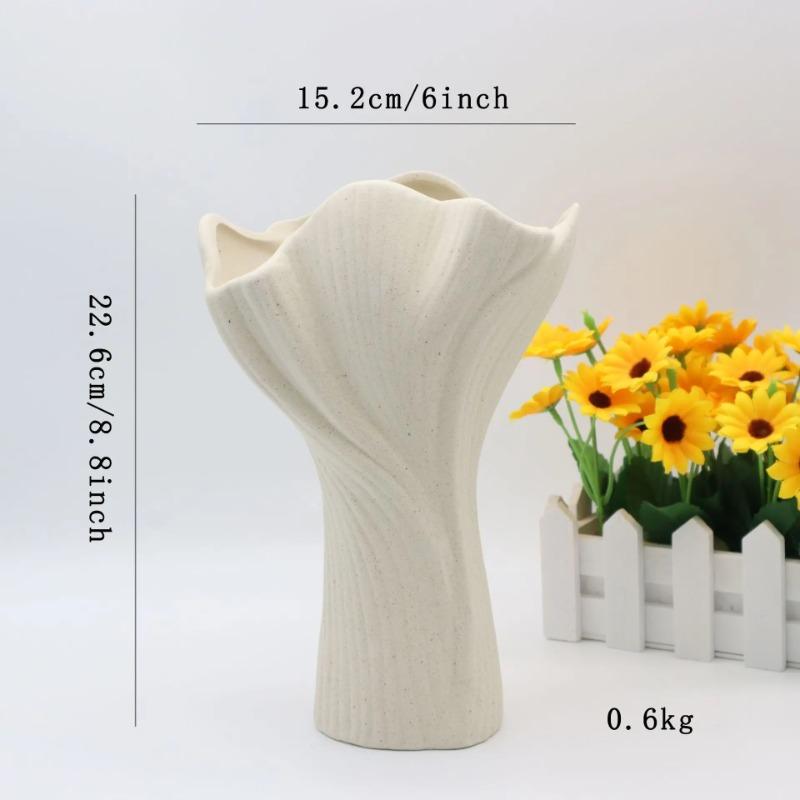 Nordic Minimalist Irregular Lotus Leaf Ceramic Vase Textured Glazed Flower Arrangement Vase Modern Home Table Decor Ornament