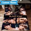 Custom Name K-pop Idol Collage Rug for Living Room, Game Rooms, Office, Bedroom, Floor Mat Playful Design, fan gifts Christmas decor