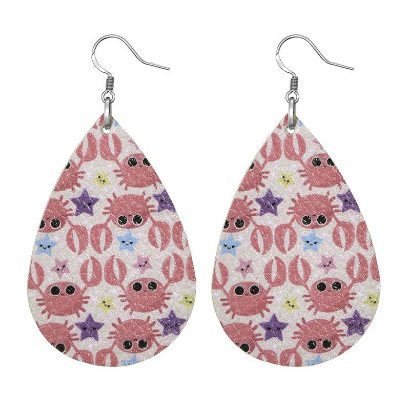 Summer Fashion Lightweight Faux Leather Earrings for Women Fruit Leaf Beach Teardrop Drop Dangle Earrings Jewelry Gift Wholesale
