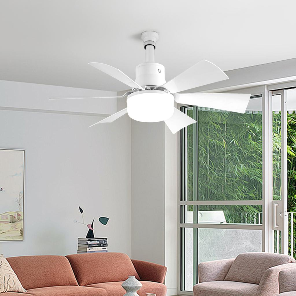 Smart Ceiling Fan Light Combo Remote Controlled Socket Fan with Timer 18W LED & 6 Blades Easy Install for Living Room/Bedroom