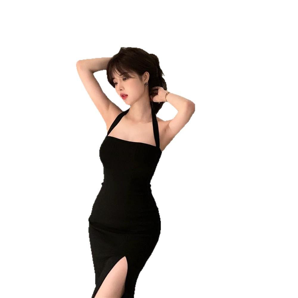 Pure and Alluring Halter-neck Dress, Slimming and Elegant, Sexy Hugging Hot Girl Slip Dress, New Arrival
