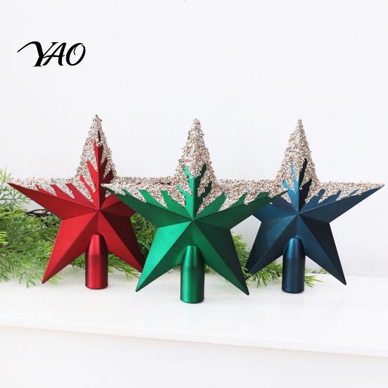 Classic Holiday Tree Star Glitter Sequins Topper, Shiny Sparkly Treetop Festive Decoration Accessories Ornament, Shatter-Proof Christmas for