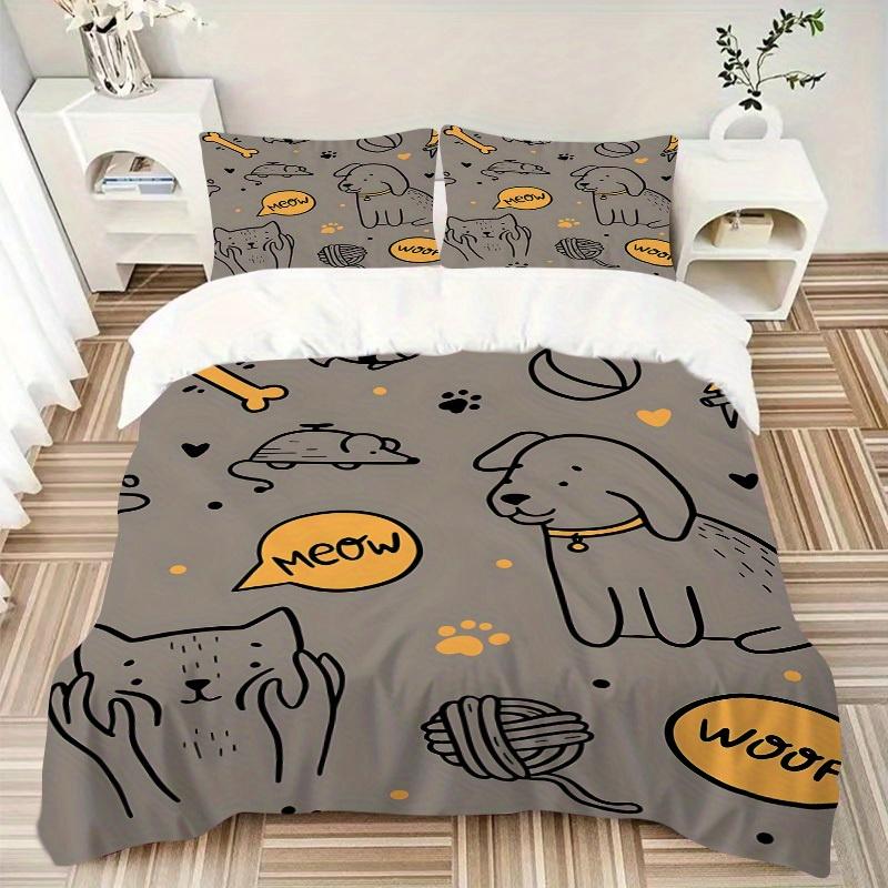 3pcs Animal Friends Bedding Set, Suitable for Bedroom Decoration, (Includes 1 Duvet Cover And 2 Pillowcases, Quilt Not Included) yy250822170
