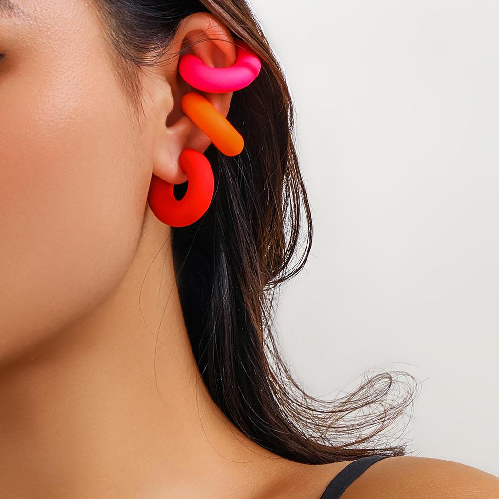Orecchini a Clip Ossea a Forma di C, Superficie Liscia, Open Ear, per Donna, Colori alla Moda, Senza Fori per le Orecchie