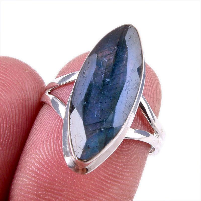 

Natural Labradorite Gemstone 925 Solid Sterling Silver Jewelry Ring S.6.5 u6p49