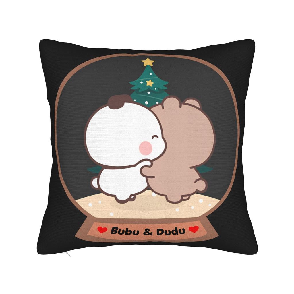 Bubu Dudu Couple Pandas Cartoon Pillow Case Custom Pillow Cover Retro Trendy Pillowcases For Living Room Sofa