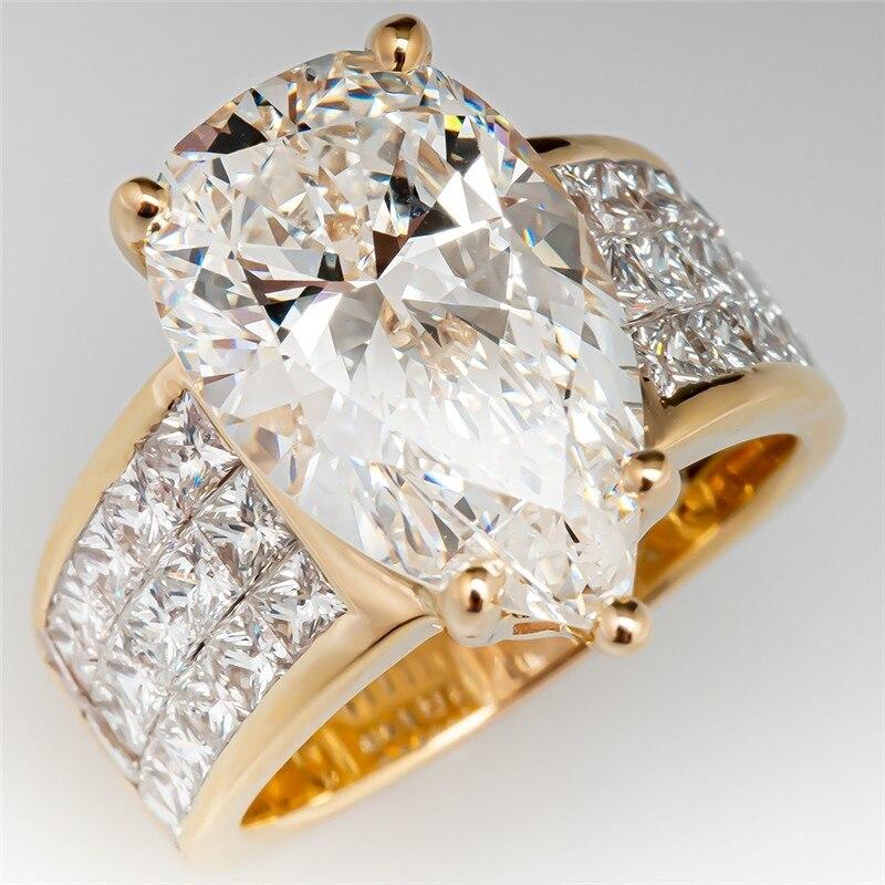 Gorgeous Crystal Pear Cubic Zirconia Women Rings Noble Wedding Engagement Party Bridal Ring Gold Color Fashion Jewelry