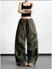 Women's Black Wide-Leg Paratrooper Pants - 2026 Spring Casual Outdoor Fashion