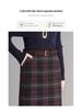 Plaid Wool Blend Split Pencil Skirt - 2025 Winter Mid-Length Vintage Style