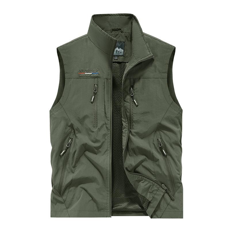 

Men s Spring/Summer Plus-Size Solid Vests Design Outdoor Work Vests, and Sleeveless Jackets XS темно-зеленого