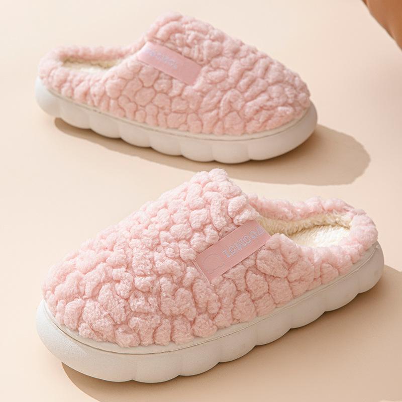 Cotton slippers women's winter new velvet warm slippers couple cotton shoes non-slip silent cotton mop slippers