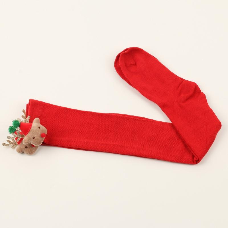 Women Christmas Over Knee Long Socks Cartoon 3D Elk Bowknot Striped Print Thigh High Stockings Holiday Party Hosiery