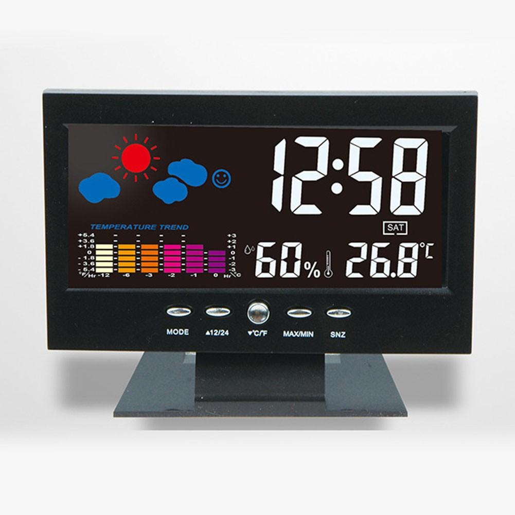 

Цифровой светодиодный будильник с погодным дисплеем, гигрометром, термометром, календарем As picture shows