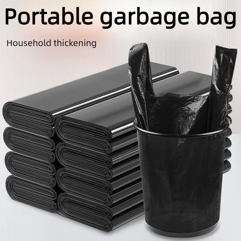 Black Vest-style Garbage Bags, Medium To Large Size, Extra Thick, Large Handle, Household Kitchen Plastic Garbage Bags