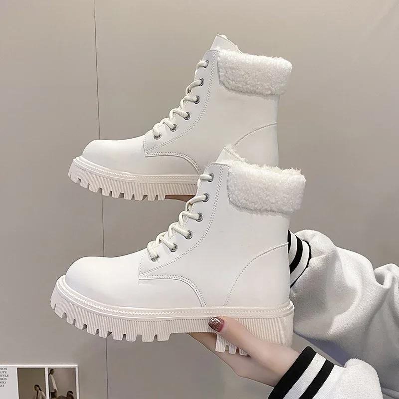 Fashion Women Ankle Boots Winter Shoes for Women Pu Leather Platform Boots Anti-slip Snow Boots Warm Cotton  Para Mujeres