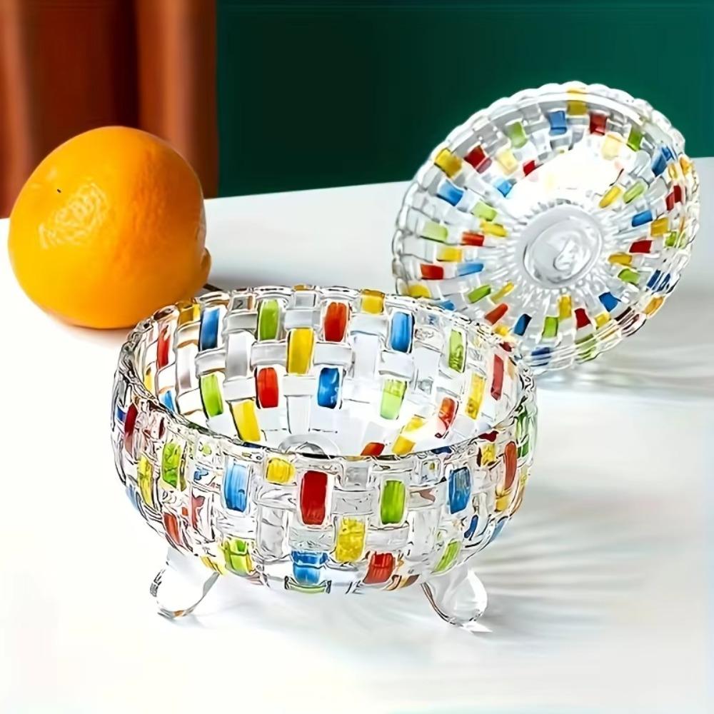 Glass Halloween Candy Storage Box Colorful Snack Jar Desktop Decoration Fruit Bowl Chocolate