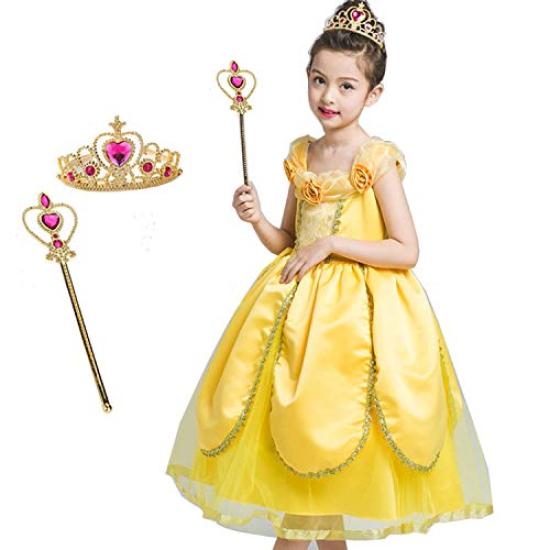 

Принцесса Принцесса Детский 140см [MANAMANA] Детское платье, Платье, Платье, Тиара, Жезл, Перчатки, Костюм из 4 предметов, Желтый, Для девочек, 100, 110, 120, 130, 140,