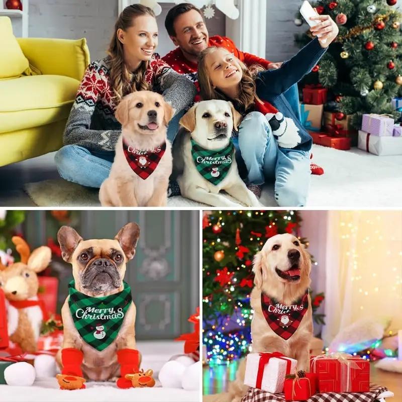 1/2Pcs Halloween Plaid Dog Bandana, Adjustable Triangle Pet Scarf Saliva Towel Holiday Party Decor for Small Large Dogs