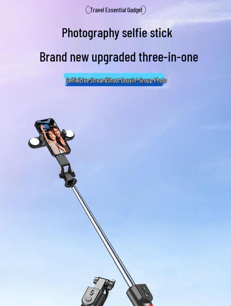 Bluetooth Selfie Stick & Tripod with Fill Light for Live Streaming and Photography