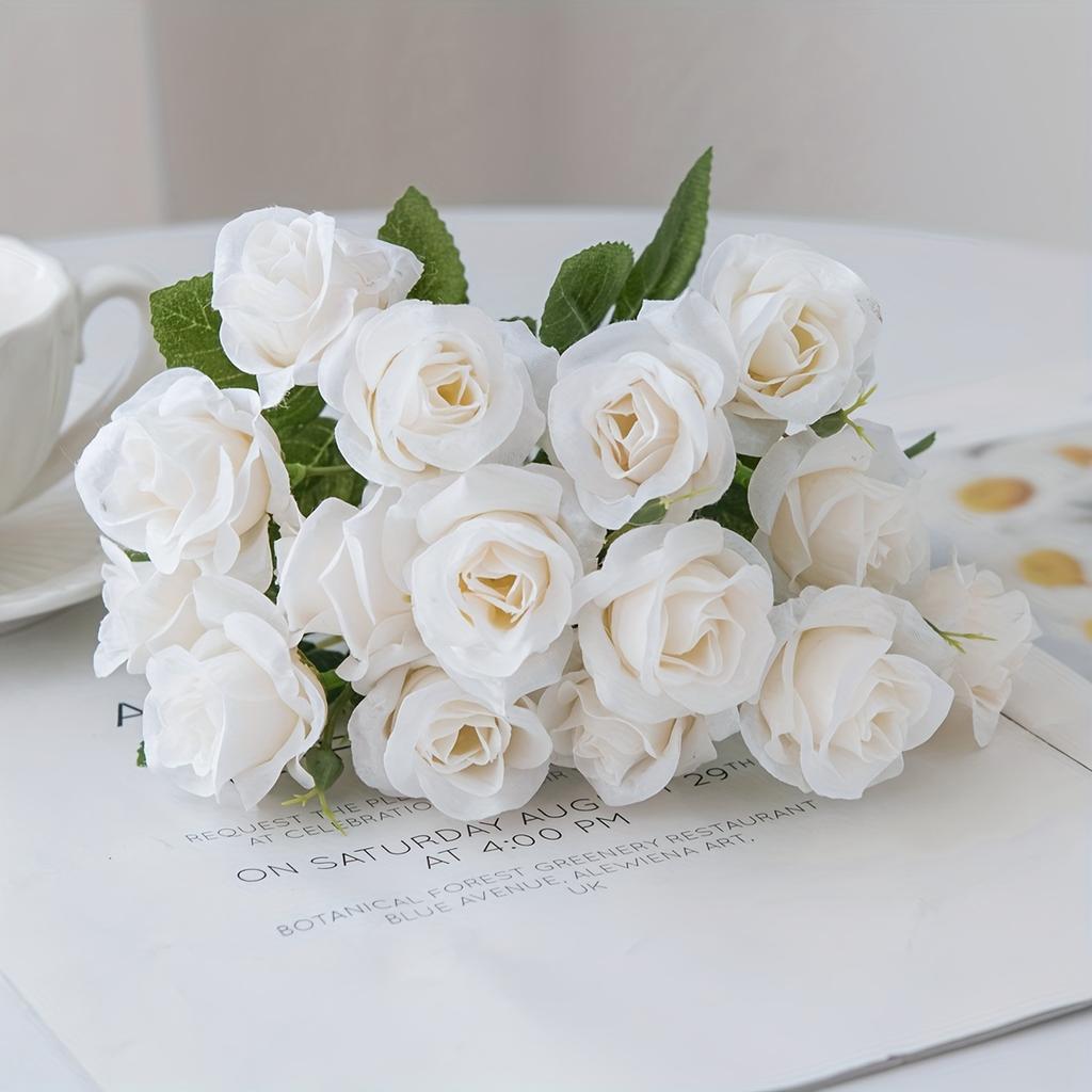 1PC 15 Heads Artificial Flowers Silk Rose Bride Bouquet Wedding Table Party Vase Festival Home Decoration Accessory Fake Flowers