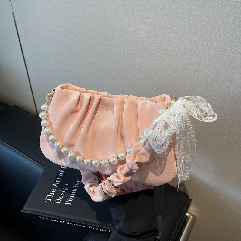 Pearl Temperament Women's Ruched Cloud Shoulder Bag - Spring 2025 Fashion
