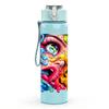 1PC Multicolor Abstract Face Graffiti Print 750ml Color Plastic Sports Water Bottle Leakproof Flip Straw Lid Suitable for Sports Office Home Use