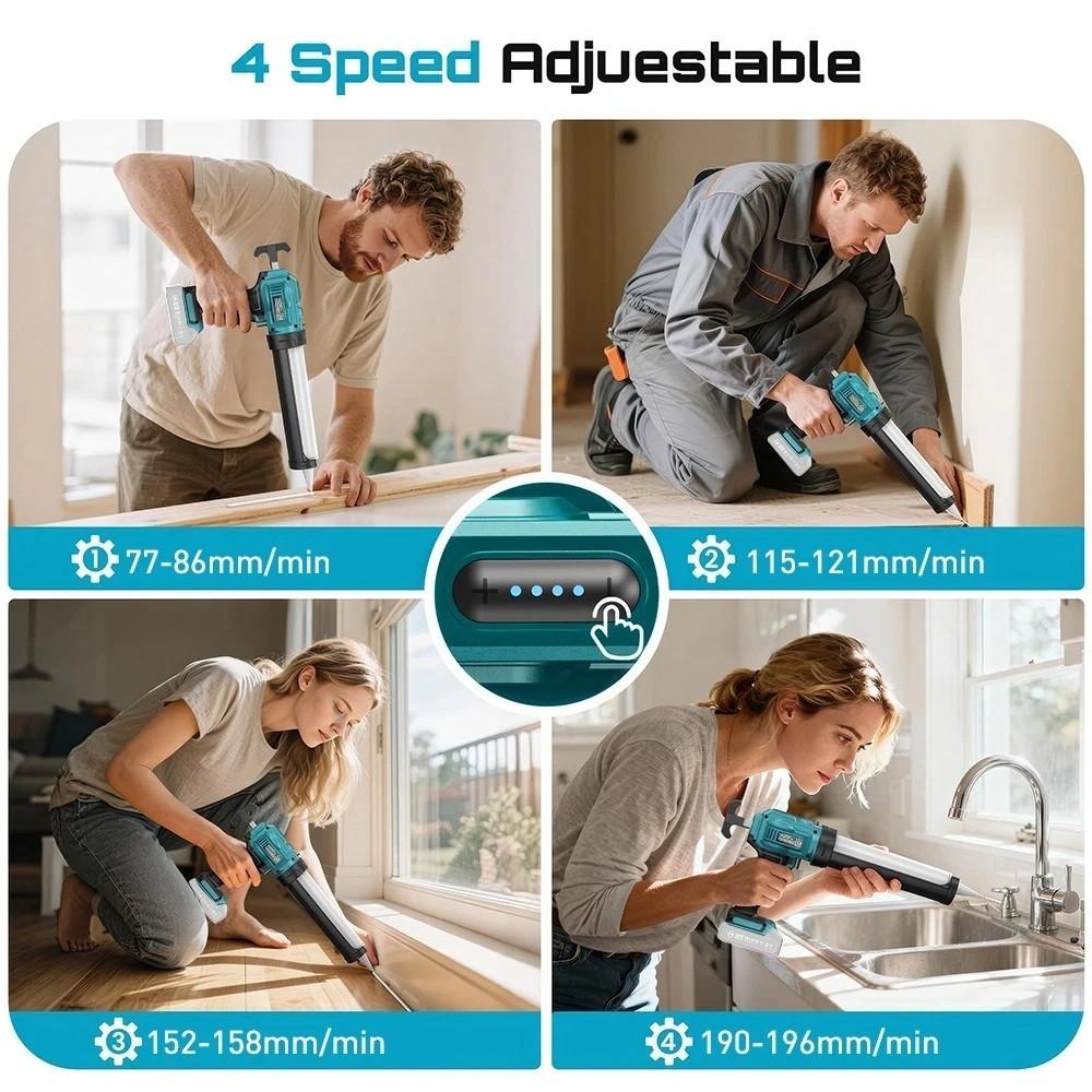 Rechargeable Adhesive Gun Cordless Electric Caulking Gun 300ml Sealant Glue Silicone Adhesive No Drip Caulk Power Tool