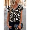 Summer, Satin Complexion, V-neck, Shirt Collar, Women's, Short Sleeved, Top, Women's Clothing