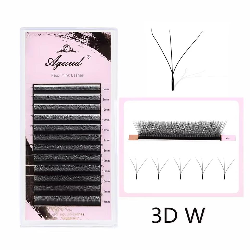 AGUUD YY Eyelash Extensions Ultra-thin 2D Y Lash Premade Fan Russian Volume Crisscross Mesh Individual Eyelashes Single Tip 2D Y