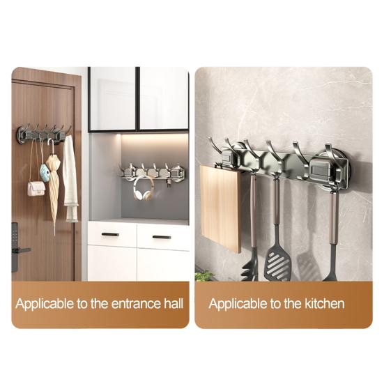 Bathroom Hook with Stable Suction Space Aluminum Tool-Free Installation Wall-mounted Heavy-duty Bathroom Hanger