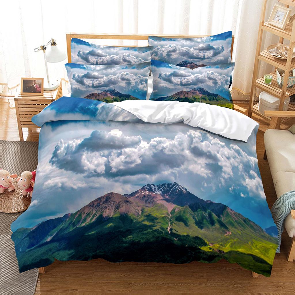 3D HD Scenic Quilt Cover Duvet Pillow Case bed Set Linen Woods Scene Forest King Queen Twin Single Double 3PCS 2PCS Home Textile