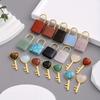 Natural Stone Heart & Key Crystal Pendant Necklace