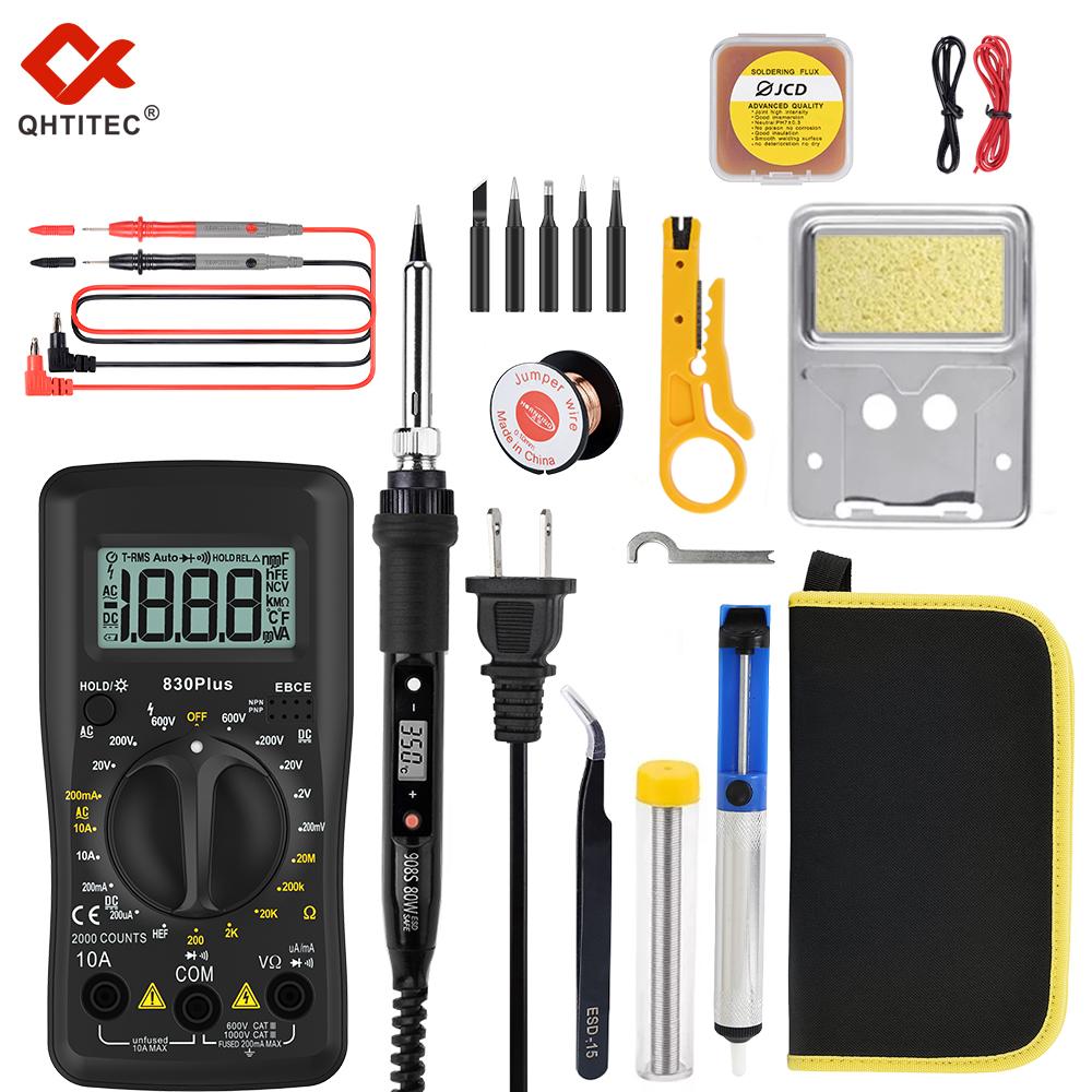 Digital Multimeter Soldering Iron Set Ac/dc Votage Current Automatic Tester 2000 Counts True Rms Ohm Capacitance Meter
