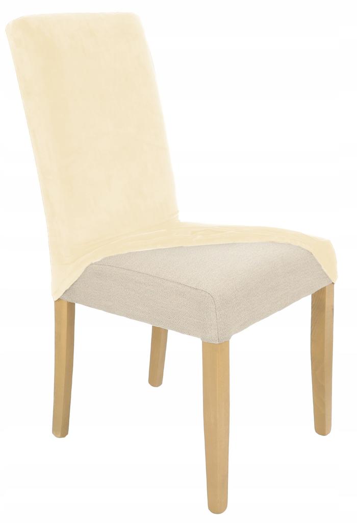 Ecru Velvet Elastic Chair Cover [21Wr]