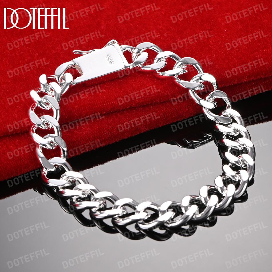 925 Sterling Silver 10mm Side Chain Bracelet Fashionable Wedding Jewelry
