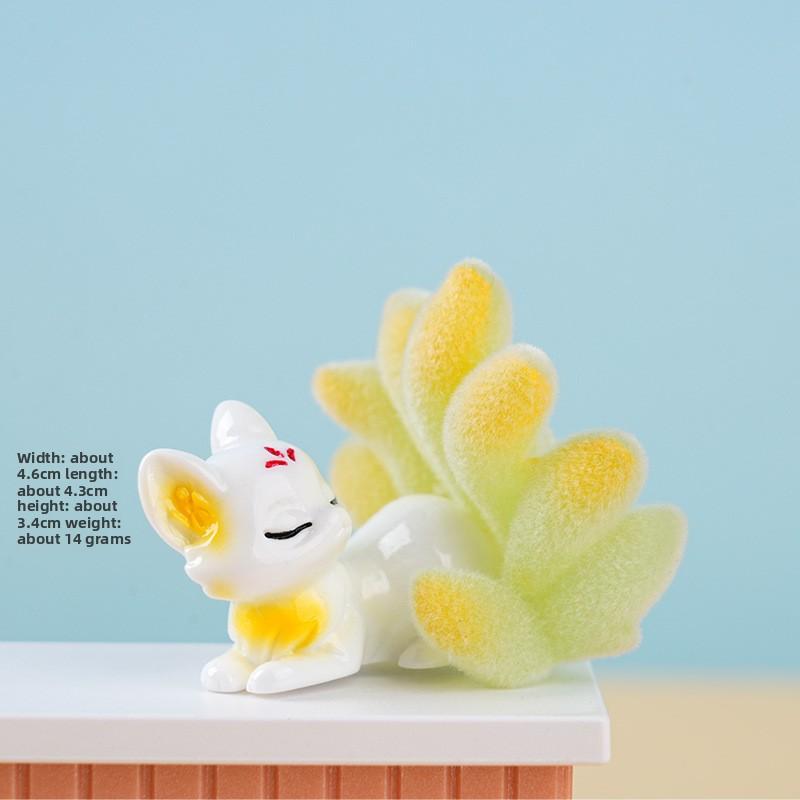 Ancient-style Figurine Decoration Item, Tuoshan Nine-Tailed Fox Creative Cute Ball Resin Artwork Cultural Gift