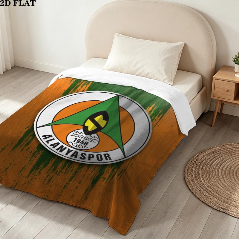 Alanyaspor Print Flannel Blanket, High quality Comfortable for All Seasons, Home Decor, Warmth and Comfort, Perfect for Christmas Gifts