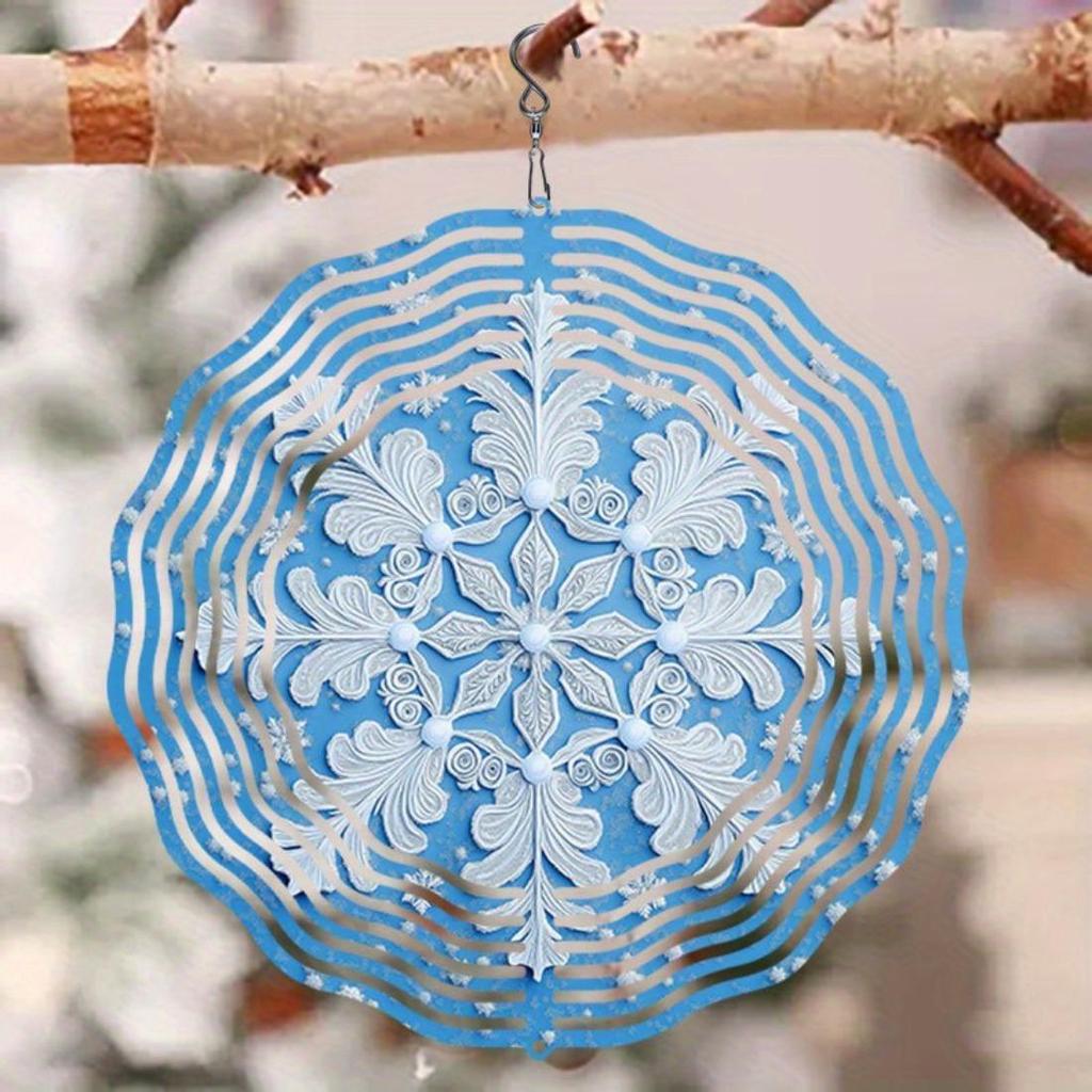 Unikátní mandala zvonkohra s vločkovým vzorem kovový větrník, dynamická socha vhodná pro zahradní terasovou závěsnou dekoraci, odolné venkovní umělecké dílo