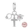 Copper God with Us Angel Cross Ring Guardian Pendant Charm Compatible With Authentic Charm Bracelets Women Do It Yourself Jewellery Gift