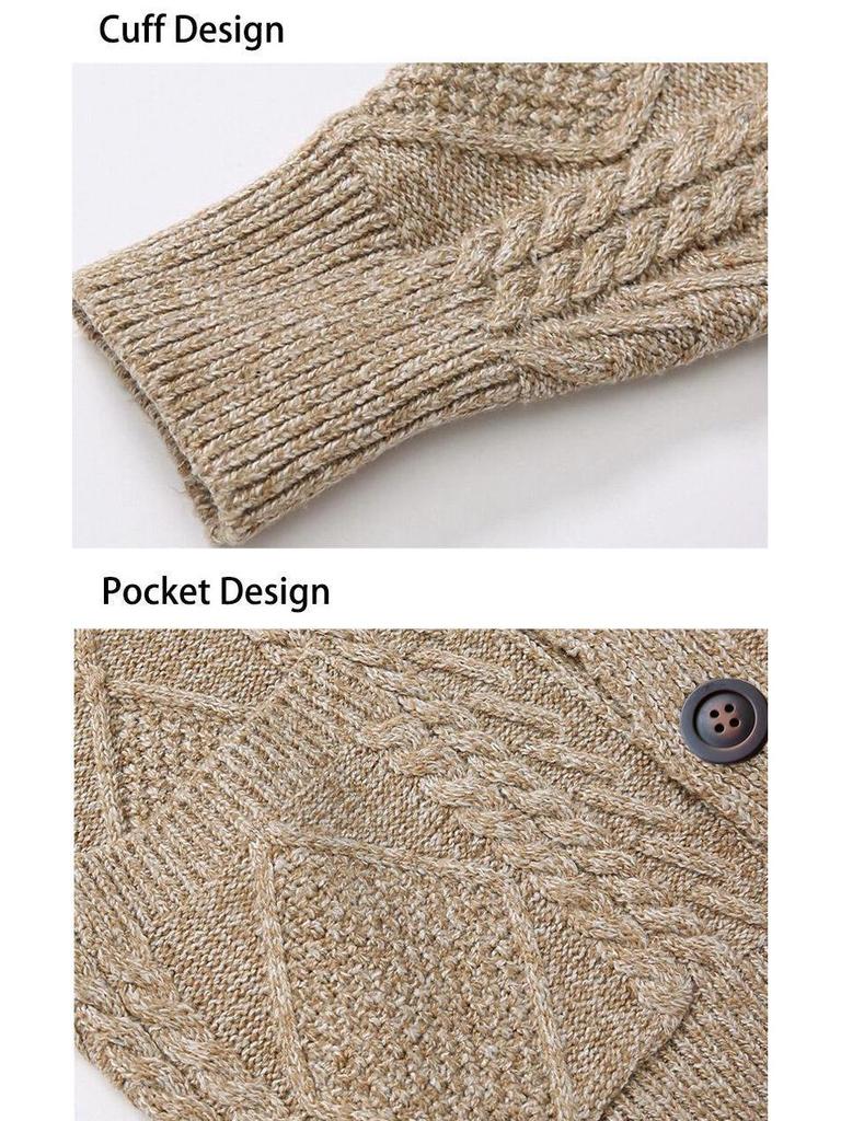 Men's Korean Style Knit Cardigan - Long Sleeve, Autumn Casual, Solid Color Sweater