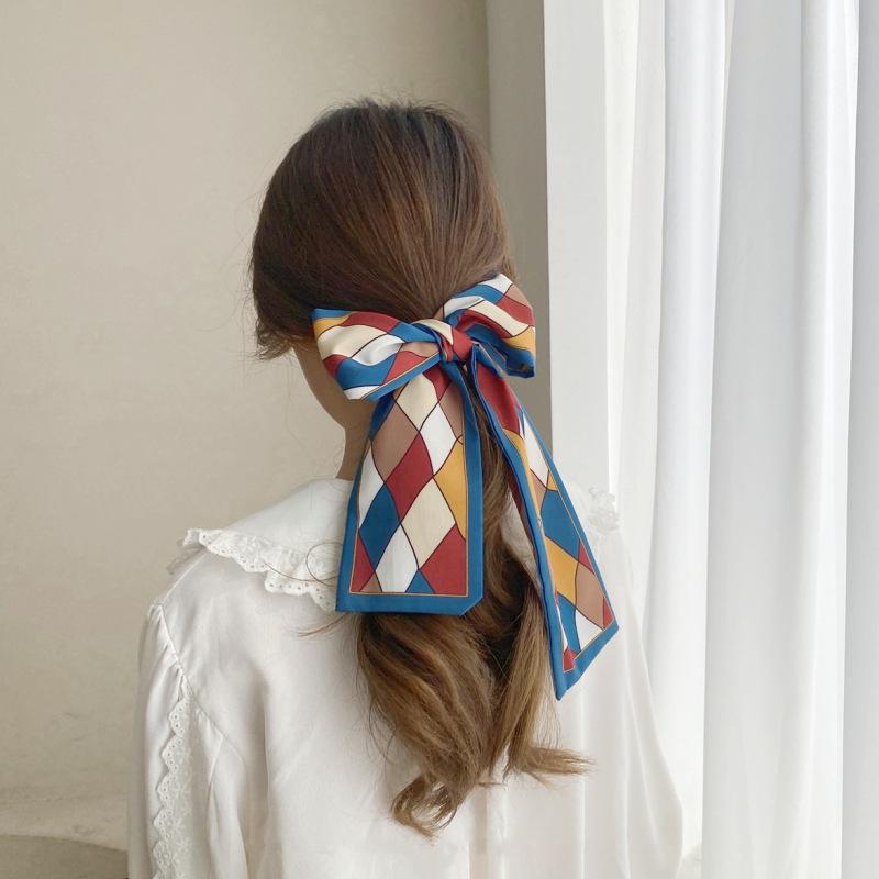 Polka Dot Argyle French Headband: Versatile Korean-Style Silk Scarf for Women