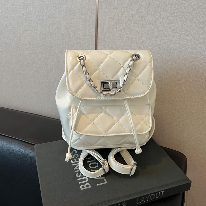 Rautenketten-Rucksack Damen Nischendesign Mode Bucket Bag Lässig Koreanische Version Schultasche Premium Reiserucksack