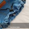 Large Capacity Drawstring Crossbody Bag Solid Color Jeans Shoulder Bag Denim Canvas Bag  Women